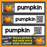 Fall Word Wall Cards Real Photos & QR Codes (shows picture