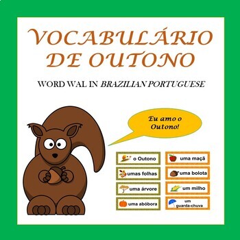 Preview of Fall Word Wall in Portuguese: Vocabulário de Outono