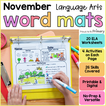 Preview of Fall Word Work Activities - Literacy Center Worksheets - November Morning Work