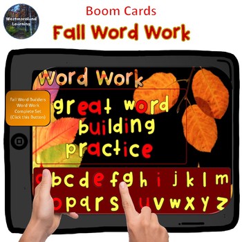 Preview of Fall Word Work Interactive Digital Boom Cards Word Building Set