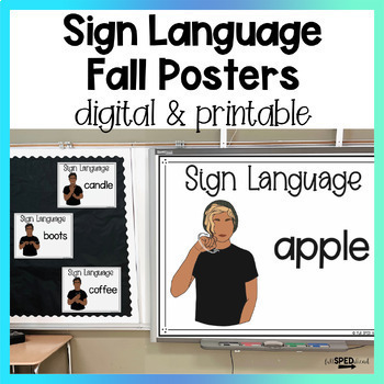 Preview of Fall Words ASL Sign Language Google Slides Digital Lesson and Posters