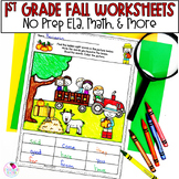 Fall 1st Grade Math, Phonics, and Grammar Worksheets