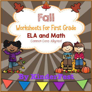 Preview of Fall Worksheets for First Grade - ELA and Math - Common Core Aligned