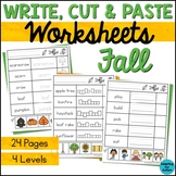 Fall Write Cut and Paste Worksheets | Special Education Ac