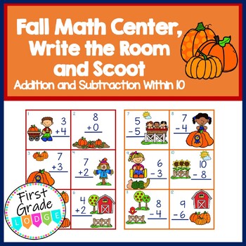 Preview of Fall Write the Room/Scoot Addition and Subtraction Within 10