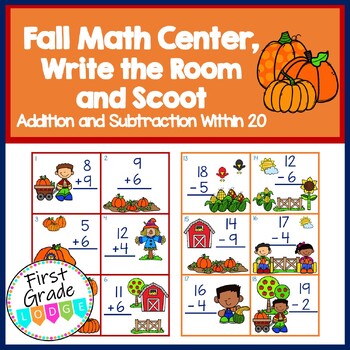 Preview of Fall Write the Room/Scoot Addition and Subtraction Within 20
