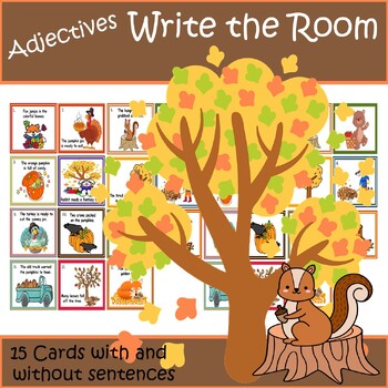 Preview of Fall Write the Room Verbs 15 Picture Cards with words and without