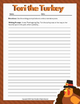 Preview of Narrative Writing: Turkey Themed Writing Prompts