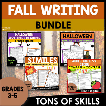 Preview of Fall Writing Activities and Prompts - Autumn Reading Comprehension - BUNDLE