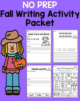 Preview of Fall Writing Activity Packet | NO PREP | Fall Scavenger Hunt
