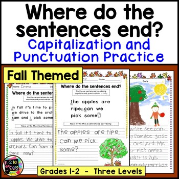 Preview of Fall Writing Capitalization and Punctuation Practice | Mini Paragraph Editing