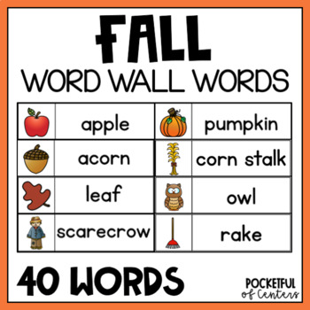 Preview of Fall Writing Center | Fall Word Wall Cards FREE