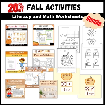 Preview of Fall Writing Center Kindergarten and 1st Grade November Worksheets Mega Bundle