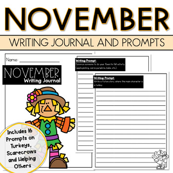 November Writing Journal Fall/Autumn Animal and Helping Prompts Print ...