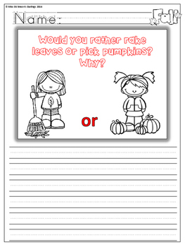 Fall Writing Opinion Prompts First Grade by Miss Dickinson's Darlings