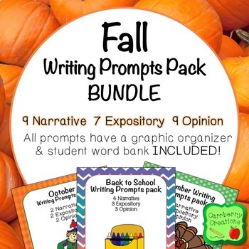 Preview of Fall Writing Prompts BUNDLE for Second Graders