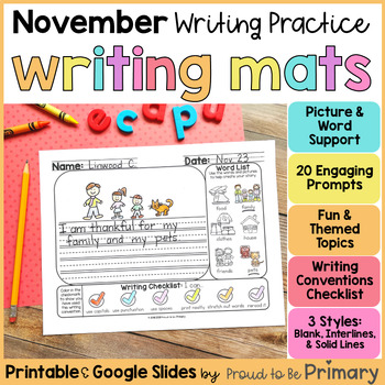 Preview of November Writing Prompts & Fall Journal Activities - Thanksgiving Writing Center