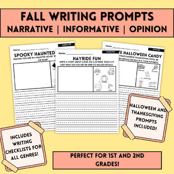 Preview of Fall Writing Prompts | Opinion, Narrative, Informational- Writing Checklist