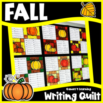 Preview of Fall Writing Prompts Quilt for a Bulletin Board Display - Fall Writing Activity