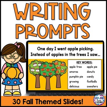 Preview of Fall Writing Prompts for Kindergarten First Grade Second Grade | Digital Slides