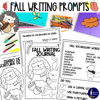 Preview of Fall Writing Prompts in English and Spanish