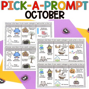 Preview of Fall Writing Prompts w/ Pictures - October Picture Writing Prompts