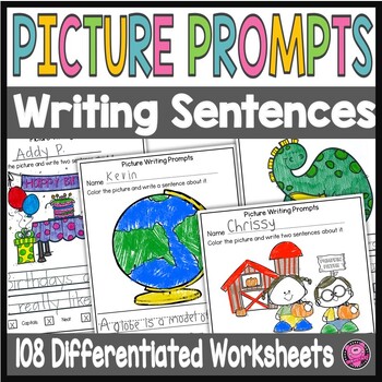 Preview of Making and Writing Sentences Picture Writing Prompts Kindergarten 1st Grade 