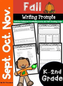 Preview of Fall Writing Prompts with Vocabulary Words: Kindergarten | 1st | 2nd Grade