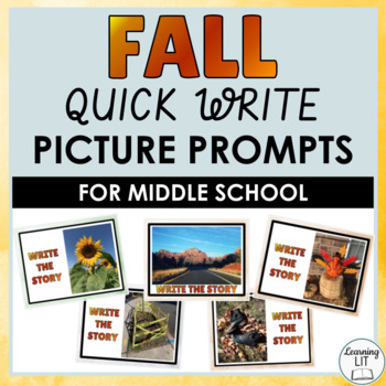 Preview of Fall Writing Quick Write Picture Prompts Creative Choice Board for Middle School