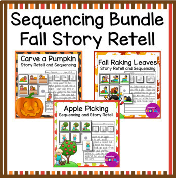 Preview of Fall Writing Story Retell and Sequencing Worksheets and Activities Bundle