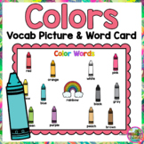 Colors Vocabulary Writing Center and Word Work Picture and