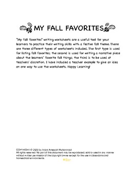 Preview of Fall Writing Worksheets