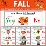 Fall Yes No Questions Speech Therapy Worksheets with Visua