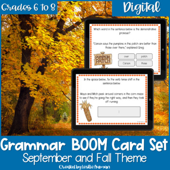 Preview of Fall and Autumn Grammar BOOM Cards
