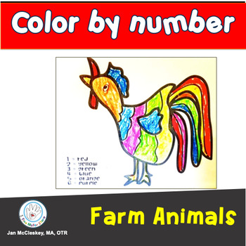 Preview of Fine Motor Fall and Farm Animal Design Color by Number Skills Labs for Centers