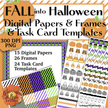 Preview of Fall and Halloween Backgrounds, Page  Borders, and Task Card Templates