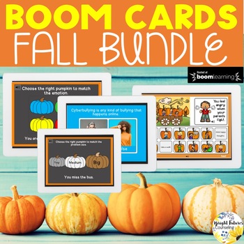 Preview of Fall and Halloween Boom Cards Bundle - Digital SEL Counseling Games