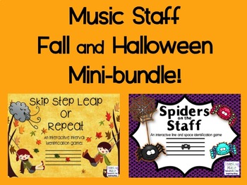 Preview of Fall and Halloween Music Staff Mini Bundle