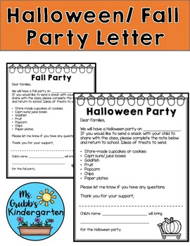 Preview of Fall and Halloween Party Letters