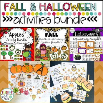 Preview of Fall and Halloween Preschool Math & Literacy Activities Bundle