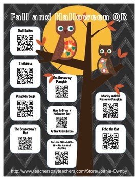 Preview of Fall and Halloween Stories QR Codes