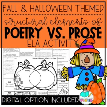 Preview of Fall and Halloween Theme Elements of Poetry and Prose Reading & Writing Activity