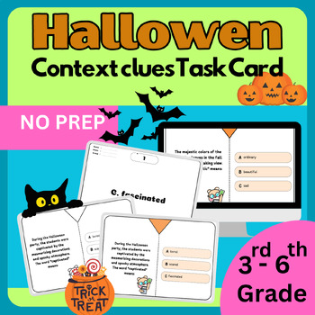 Preview of 40 Fall and Halloween themed: Context clues task card