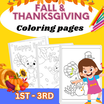 Preview of Fall and Thanksgiving Coloring Pages (Black & White)/ Autumn Coloring Animals