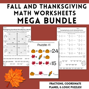 Preview of Fall and Thanksgiving Math Worksheets MEGA BUNDLE!