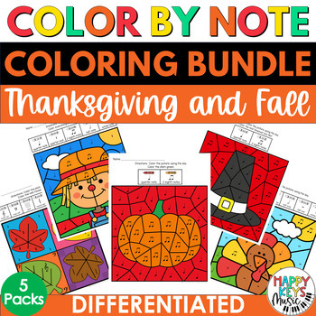 Preview of Fall and Thanksgiving Music Coloring Bundle