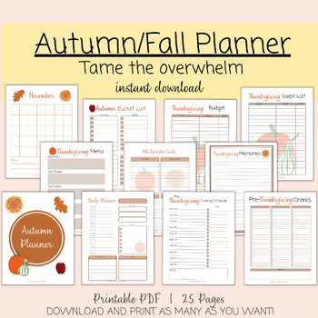 Preview of Fall and Thanksgiving Planner