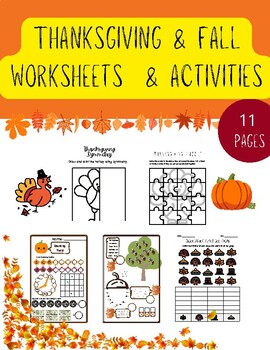 Preview of Fall and Thanksgiving Worksheets and Activities