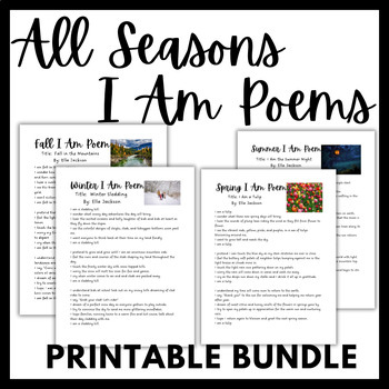 Preview of Fall, Winter, Spring, and Summer I AM Poem Bundle!