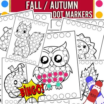 Preview of Fall-autumn Dot Markers Fine Motor Preschool Worksheets Bingo Daubers